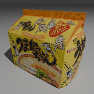 うまかっちゃん インスタント ラーメン パッケージ 3D Model | Japanese Product | High-Poly FBX
