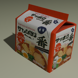 サッポロ一番醤油ラーメン Package 3D Model | Japanese Instant Noodles | High-Poly FBX