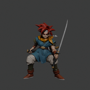 クロノトリガー　クロノ　Crono Character 3D Model | Chrono Trigger Inspired | Battle Pose with Sword | FBX
