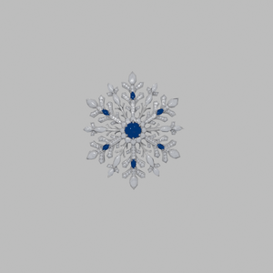 Snowflake Brooch 3D Model | Winter Jewelry | Silver Sapphire Diamond | High-Detail FBX