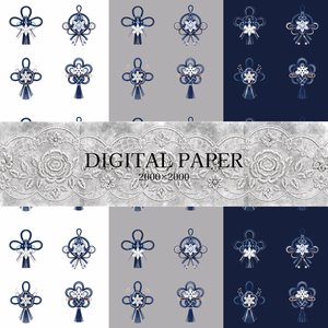 【デジタルペーパー】藍色の和紙風テクスチャ 3枚セット|水引き|Japanese WashiPaper|高解像度PNG