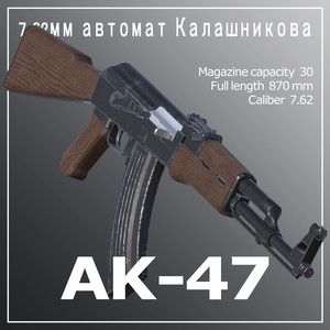 AK-47 7.62×39 アサルトライフル　【VRC想定3Dモデル】