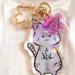 【オーダーメイド名入り】まゆねこアクリルキーホルダー01