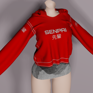 先輩パーカー Kawaii Red Senpai Hoodie for VRChat Avatar's 可愛い