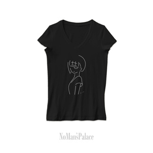 ジャージーVネックTシャツ RULE PROOF 3 - Amore e Morte ブラック - 受注生産