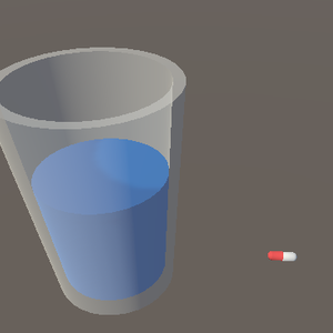 カプセル剤とグラス　capsule and glass