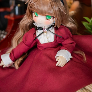 1/6ドール服 3点セット ダブルガーゼワンピース・ドロワーズ・ヘッド