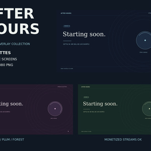 【配信素材】AFTER HOURS｜夜色の配信画面セット・3色18枚｜ゲーム・雑談・待機【静止画PNG】