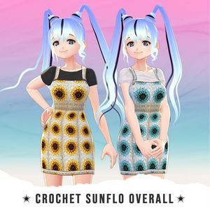 【VRoid用/Vroid衣】Crochet Sunflo Overall + Free Tees; 全体的にかぎ針編みのヒマワリ + 無料シャツ