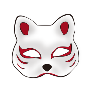 【フリー素材】狐のお面 ハーフ 白 PNG 背景透明