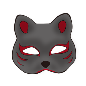 【フリー素材】狐のお面 ハーフ 黒 PNG 背景透明