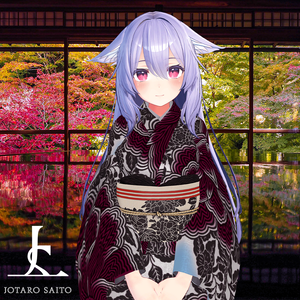 【XWear対応】VRChat向け3Dアバター着物「縞牡丹 -Shimabotan-」