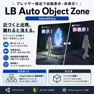 無料【LBP Auto Object Zone】近づくと自動で表示・非表示になるUdonSharpギミック