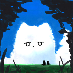 【無料】雲みたいな　手書きネコチヤンmaterial