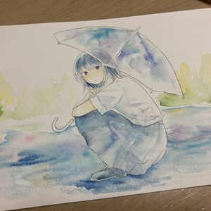 【額なし原画】雨の日