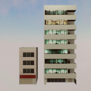 【無料Free】日本のビルセット01ユニティ用3Dモデル
