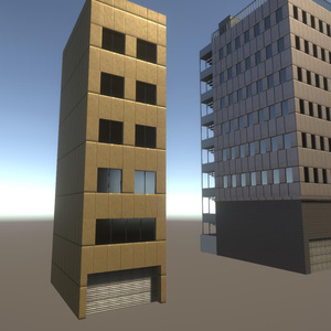 【無料Free】日本のビルセット02ユニティ用3Dモデル v2