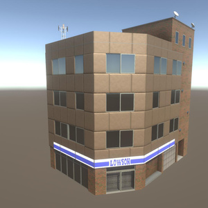 【無料Free】日本のビルセット04ユニティ用3Dモデル