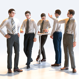 ビジネス男性 5ポーズセット 3 - B1-M3Y【3D人物モデル/人間3Dモデル】