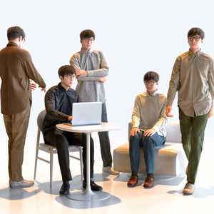 カジュアル男性 5ポーズセット 2 - C1-M2E【3D人物モデル/人間3Dモデル】