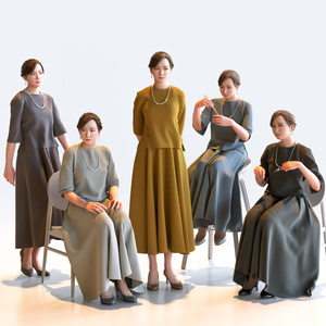 スマートカジュアル女性 5ポーズセット1 - S1-F1M【3D人物モデル/人間3Dモデル】