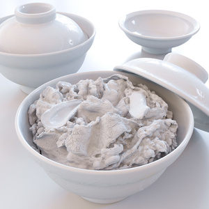 牛丼 - 蓋付きどんぶりセット【3Dモデル】 缩略图 5