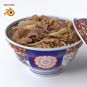 牛丼 - 蓋付きどんぶりセット【3Dモデル】 缩略图 9