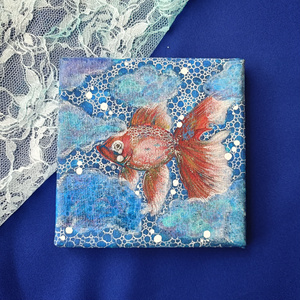 油絵 油彩 油彩画 絵 絵画【空と雲のネモフィラ】 - arashi1783