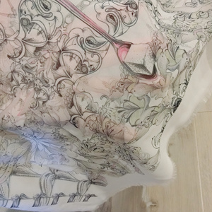 Original Cloth【gray+lace】ハギレ (ポリエステルジョーゼット)