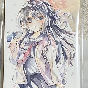 【ポストカードサイズ原画】文学少女の春