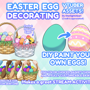 Vtuber / PNGtuber Assets - Easter Basket Decorating, Easter eggs, Customize Stream Game イースター