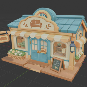 【3Dモデル】可愛い家具屋さんのお店（Unity / VRChat対応・パーツ別）