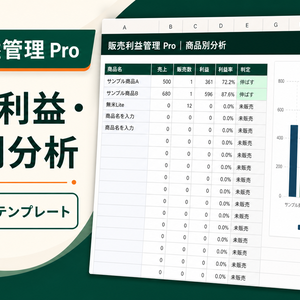販売利益管理 Pro｜BASE・BOOTH対応 売上・利益・商品別分析 Excel