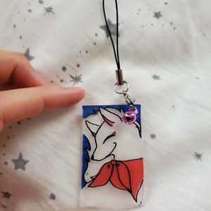 招福鈴つきお狐キーホルダー(青とピンク)