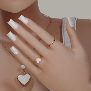 Pearl Hearts Fingernails ♡ 「しなの」
