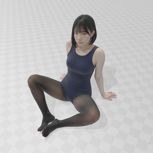 【競泳水着・あぐら】リアル人物3Dスキャンモデル/ 3Dデータ (.glb)