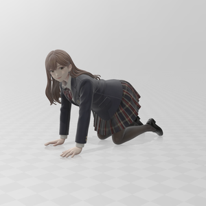 【四つん這いタイツJK】リアル3Dスキャンモデル / 3Dデータ (.glb)