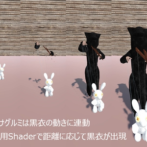 【VRChat向け】オリジナル3Dアバター「人形操者黒衣 & ウサグルミ」/「Kurogo Marionetter & Marionet Usagurumi」 缩略图 2