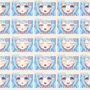 【透過PNG8種・表情差分PSD】星色の少女｜青髪の立ち絵素材・Krita編集データ付き