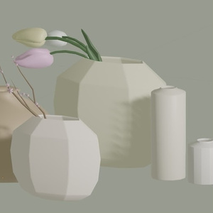 [無料] 春の花瓶セット　ローポリ