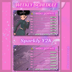 【週間スケジュール素材】Y2K きらきら ① / Sparkly Y2K Weekly Schedule【Vtuber/配信素材】