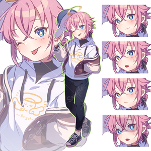 【立ち絵素材】12  表情全7種 [ピンク髪/少年/少女/ボーイッシュ/男の娘 ]