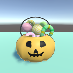【VRChat】かぼちゃのカゴ と お菓子【3Dモデル】