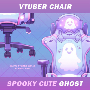 1x Vtuber Gaming Chair, Spooky cute ghost, vtuber assets, VTuber, cute, pink, purple, vtube 