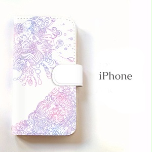 【送料無料】あふれる感情 ホワイト 手帳型iPhoneケース