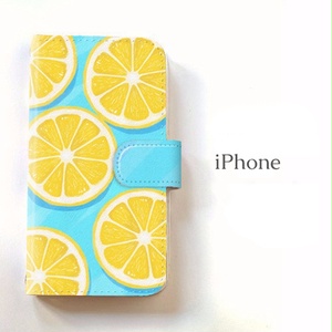 【送料無料】水の上のレモン　手帳型iPhoneケース