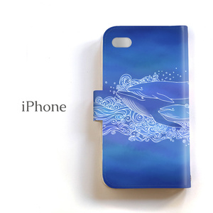 【送料無料】くじらFAM　手帳型iPhoneケース