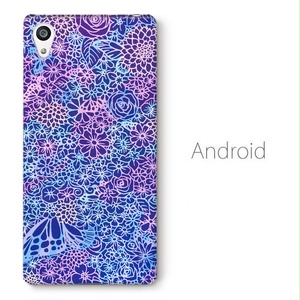 【送料無料】花畑に蝶 Androidスマホケース（ハードケース全面プリント）