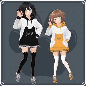 【VRoid】 Cat And Dog Hoodies Set