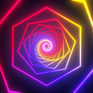 Neon Hexagon light Tunnel